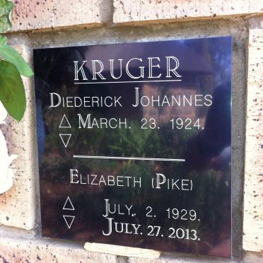 KRUGER Diederick Johannes 1924- &amp; Elizabeth PIKE 1929-2013
