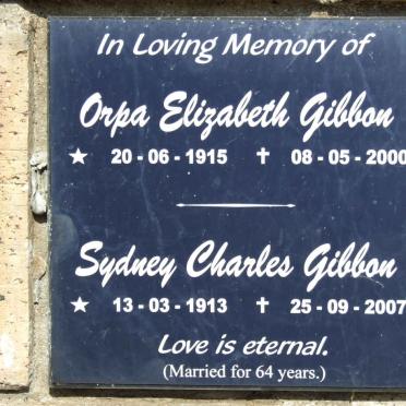 GIBBON Sydney Charles 1913-2007 &amp; Orpa Elizabeth 1915-2000