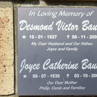 BAUM Desmond Victor 1927-2005 &amp; Joyce Catherine 1930-2008
