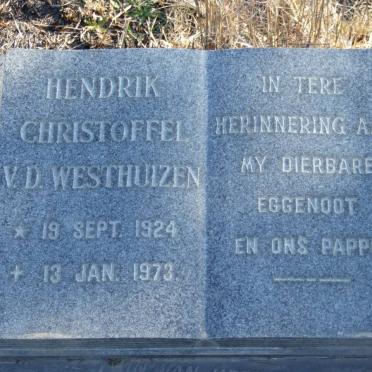 WESTHUIZEN Hendrik Christoffel, v.d. 1924-1973 