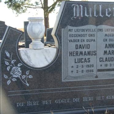 MULLER David Hermanus Lucas 1920-1986 &amp; Anna Maria Glaudina 1916-