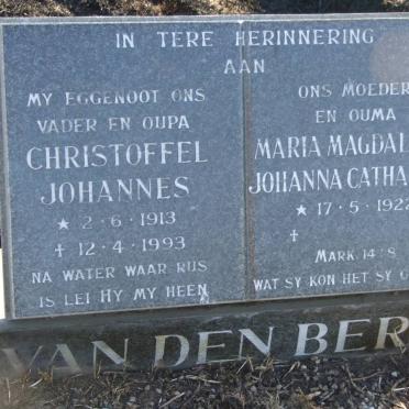 BERG Christoffel Johannes, van den 1913-1993 &amp; Maria Magdalena Johanna Catharina 1922- 