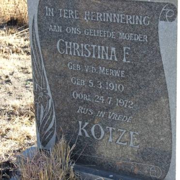 KOTZE Christina E. nee v.d. MERWE 1910-1972