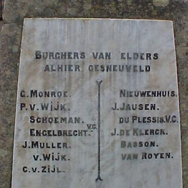 Memorial Plaque - Burghers elsewhere in South Africa