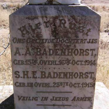 BADENHORST A.A. -1914 :: BADENHORST S.H.E. -1915