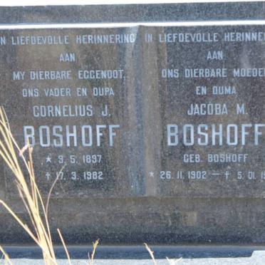 BOSHOFF Cornelius J. 1897-1982 &amp; Jacoba M. BOSHOFF 1902-1994