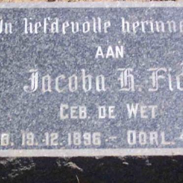 FICK Jacoba H. nee DE WET 1896-1975