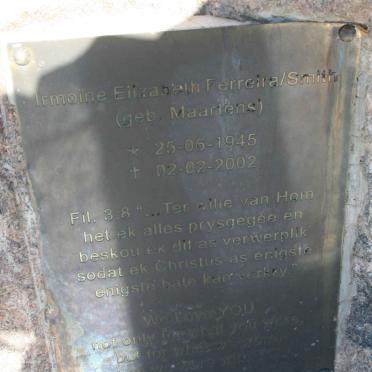 FERREIRA Irmoine Elizabeth previously SMITH nee MAARTENS 1945-2002