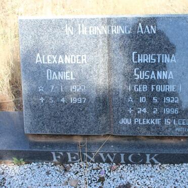 FENWICK Alexander Daniel 1922-1997 &amp; Christina Susanna FOURIE 1922-1996