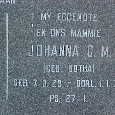 FOURIE Barend Johannes 1927-1973 &amp; Johanna C.M. BOTHA 1929-1970