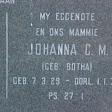 FOURIE Barend Johannes 1927-1973 &amp; Johanna C.M. BOTHA 1929-1970