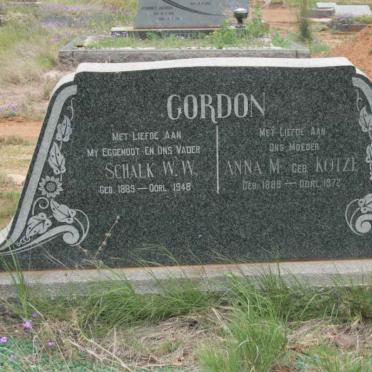 GORDON Schalk W.W. 1889-1948 &amp; Anna M. KOTZE 1888-1972