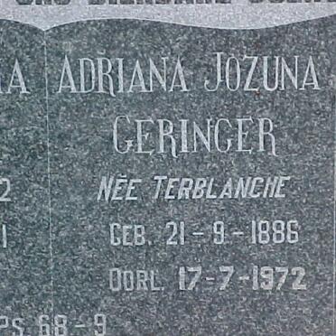 GERINGER Adriana Jozuna nee TERBLANCHE 1886-1972