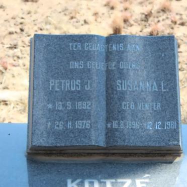 KOTZÉ Petrus J. 1892-1976 &amp; Susanna L. VENTER 1896-1981