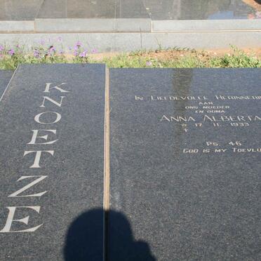 KNOETZE Cornelis Rufus 1921-1996 &amp; Anna Alberta 1933-