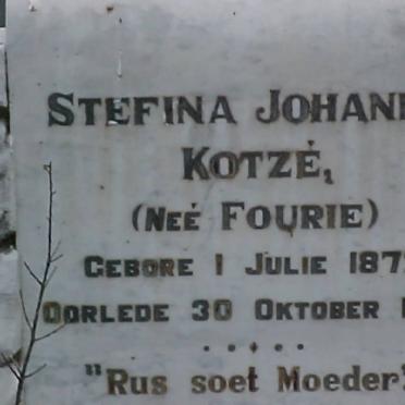 KOTZE Stefina Johanna nee FOURIE 1872-1918