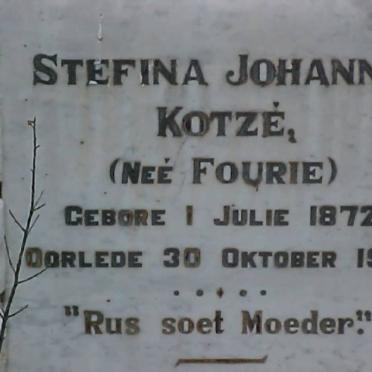 KOTZE Stefina Johanna nee FOURIE 1872-1918