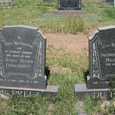 PREEZ Jesias Renier Engelbertus, du 1966 &amp; Salomina Jacoba Magdalena DU PLESSIS 1925-1982