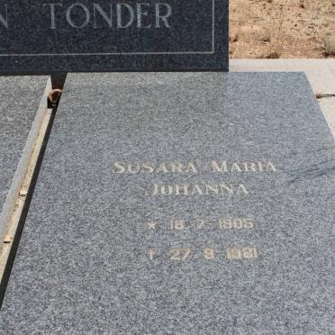 TONDER Jacobus Francois, van 1903-1968 &amp; Susara Maria Johanna 1905-1981