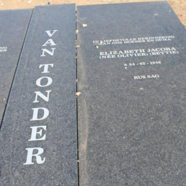 TONDER Gerhardus Dirk, van 1936-2007 &amp; Elizabeth Jacoba OLIVIER 1946-