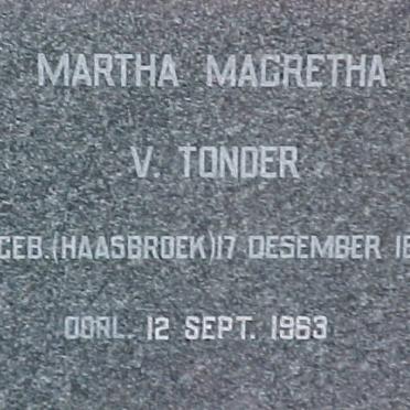 TONDER Martha Magretha, van nee HAASBROEK 1876-1963