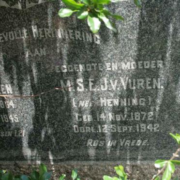 VUUREN M.S.E.,  J. v. nee HENNING 1872-1942