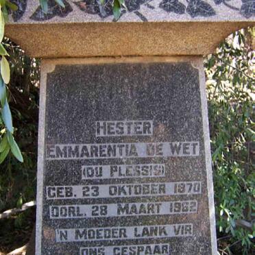 WET Hester Emmarentia, de nee DU PLESSIS 1870-1962