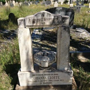 CLOETE Hendrik Jonathan 1874-1919 &amp; Johanna LUBBE 1878-1947