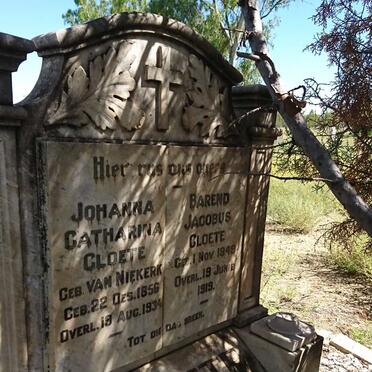 CLOETE Barend Jacobus 1849-1919 &amp; Johanna Catharina van NIEKERK 1856-1934