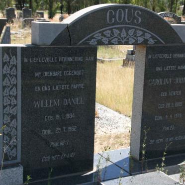 GOUS Willem Daniel 1884-1962 &amp; Carolina Johanna VENTER 1889-1979