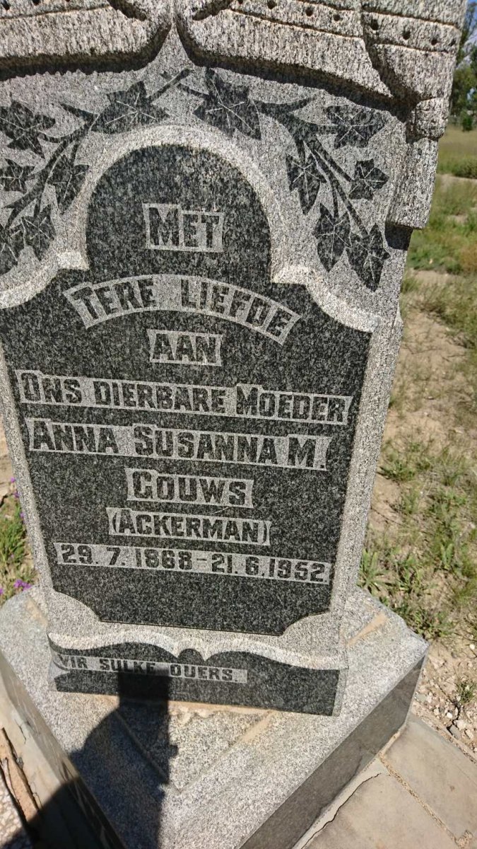 GOUWS Anna Susanna M. nee ACKERMAN 1868-1952