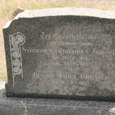 GRIESSEL Stephanus Gerhardus 1862-1933 &amp; Hester Maria 1862-1917