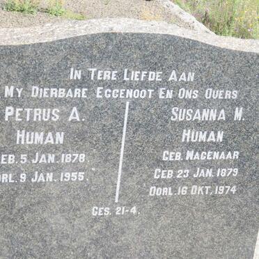 HUMAN Petrus A. 1878-1955 &amp; Susanna M. WAGENAAR 1879-1974
