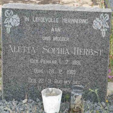 HERBST Aletta Sophia 1881-1965