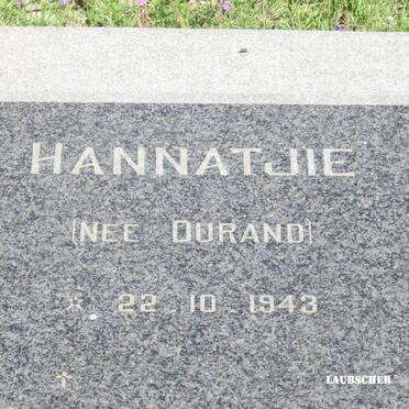 LAUBSCHER Hannatjie DURAND 1943-
