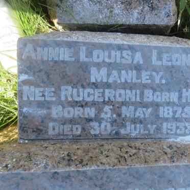 MANLEY Annie Louisa Leonora formerly RUGERONI nee HUGO 1875-1933