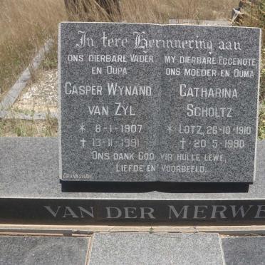 MERWE Casper Wynand van Zyl, van der 1907-1991 &amp; Catharina Scholtz LOTZ 1910-1990