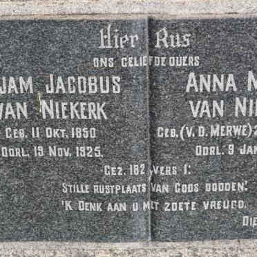 NIEKERK Giljam Jacobus, van 1850-1925 &amp; Anna Maria V.D. MERWE 1854-1917