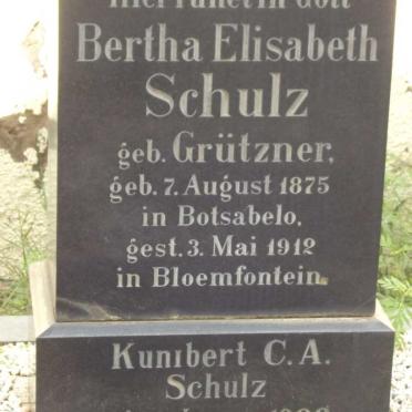 SCHULZ Bertha Elisabeth nee GRUTZNER 1875-1912 :: SCHULZ Kunibert C.A. 1900-1984