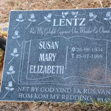LENTZ Susan Mary Elizabeth 1934-1998