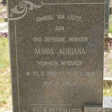 MERWE Maria Adriana, v.d. nee MYBURGH 1880-1968
