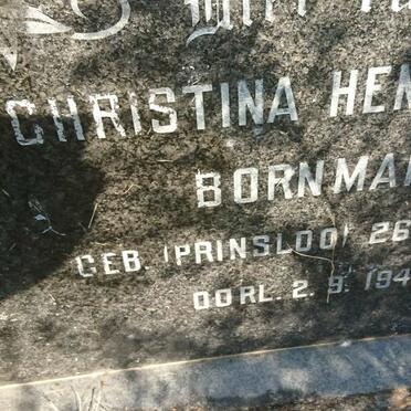 BORNMAN Christina Hendrietta nee PRINSLOO 1921-1944