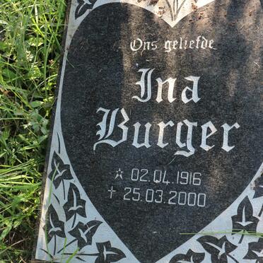BURGER Ina 1916-2000