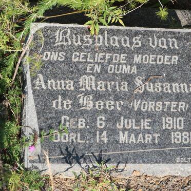 BEER Anna Maria Susanna, de nee VORSTER 1910-1981