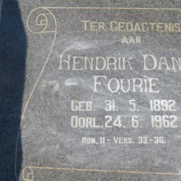 FOURIE Hendrik Daniel 1892-1962