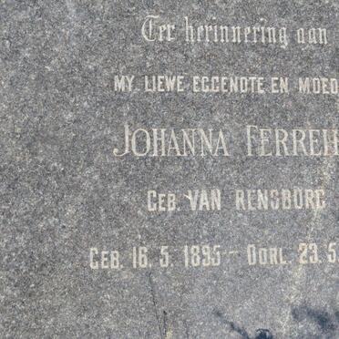 FERREIRA Johanna nee VAN RENSBURG 1895-1952