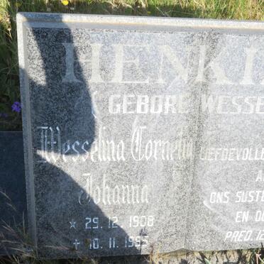 HENKINS Wesselina Cornelia Johanna nee WESSELS 1908-1995