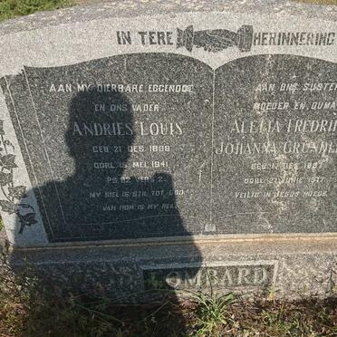 LOMBARD Andries Louis 1898-1941 &amp; Aletta Fredrika Johanna GRUNDLINGH 1897-1977