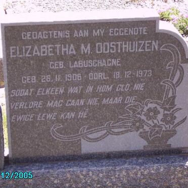OOSTHUIZEN Nicolaas J. 1892-1962 &amp; Elizabetha M. LABUSCHAGNE 1906-1973
