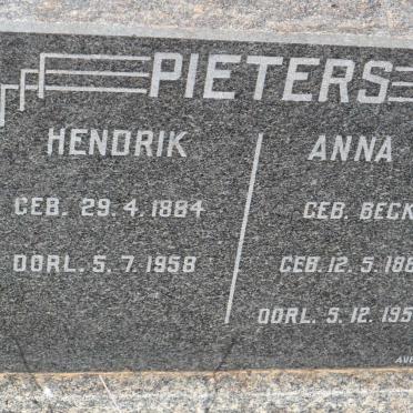 PIETERS Hendrik 1884-1958 &amp; Anna S.E. BECKER 1882-1954
